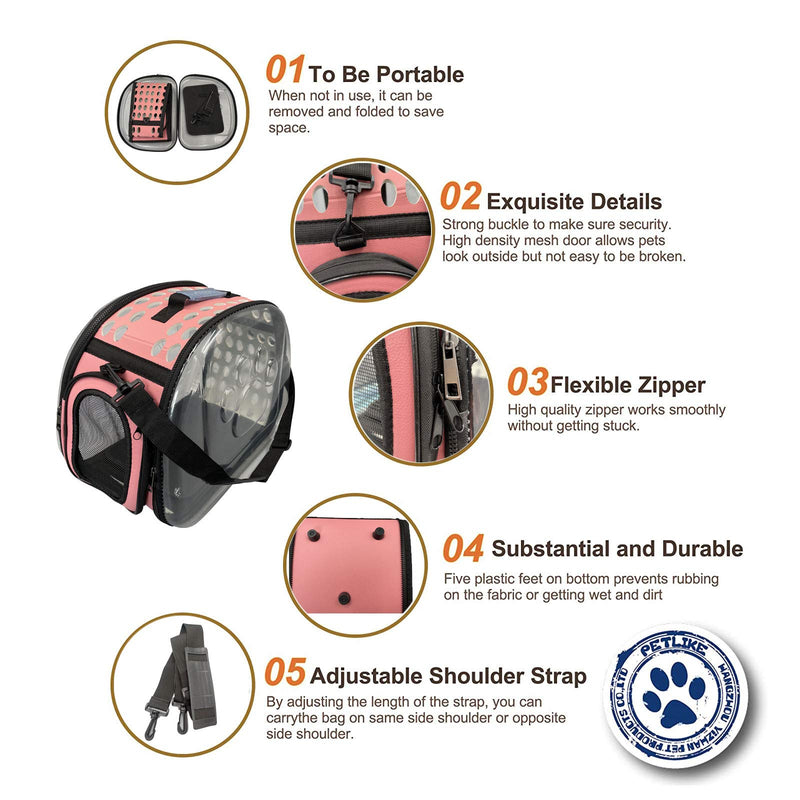 PetLike Airline Approved Pet Carrier Soft Sided Collapsible Travel Bag for Cats & Small Dogs (Blue, Leather) blue - PawsPlanet Australia