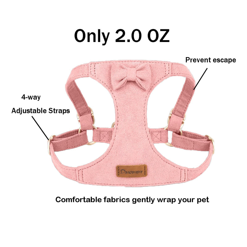 XS Cute Puppy Harness and Leash Pet Set with Bowtie,Step in Dog Harnesses,Soft Adjustable Close-Fitting Cat & Dog Vest, Anti-Pull Harness for Small Cats & Dogs, Pink XS(Chest:13-18'') - PawsPlanet Australia