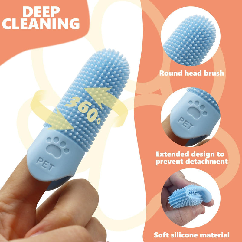3 Pack Plaque Off Toothbrush for Dogs and Cats, 360° Silicone Pet Toothbrush with Protective Case, Pet Safe Silicone Puppy Teeth Cleaner for Teeth Cleaning Tartar Fights Bad Breath