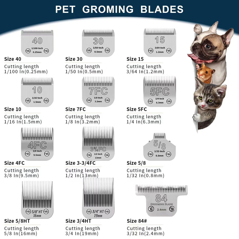 7FC Pet Dog Grooming Detachable Ceramic Blades,Compatible with Andis,Oster A5,Wahl KM10 Clippers,Cut Length 1/8"(3.2mm) -2 PCS - PawsPlanet Australia