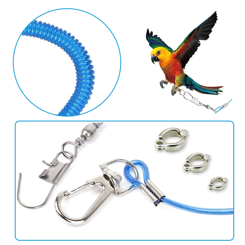 Wishlotus Parrot Flying Rope, 5 Meters Parrot Foot Chain Flying Training Leash Outdoor，Anti-Bite Elastic String Training Harness for Agapornis Fischeri Cockatiels Starling Birds (Green) green - PawsPlanet Australia