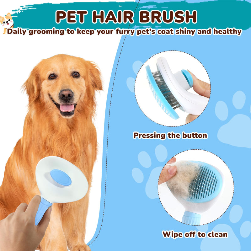 Dog Brush Grooming Kit 10pcs for Shedding, Pet Grooming Kit, Self-Cleaning Slicker Brush, Dematting Rake, Nail Clipper/Trimmer for Dogs,Cats,Rabbits& Small Animals - PawsPlanet Australia