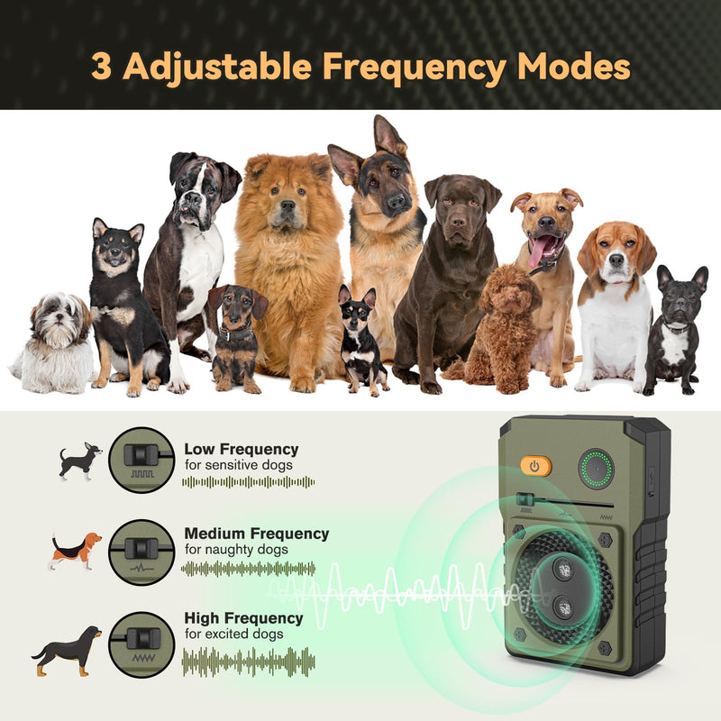 Anti Bark Device for Dogs, Rechargeable Dog Barking Deterrent Devices with 3 Modes, 50FT Anti Dog Barking Device Stop Dogs Barking, Anti Bark Box for Indoors Outdoors Puppy Large Dogs, Green - PawsPlanet Australia