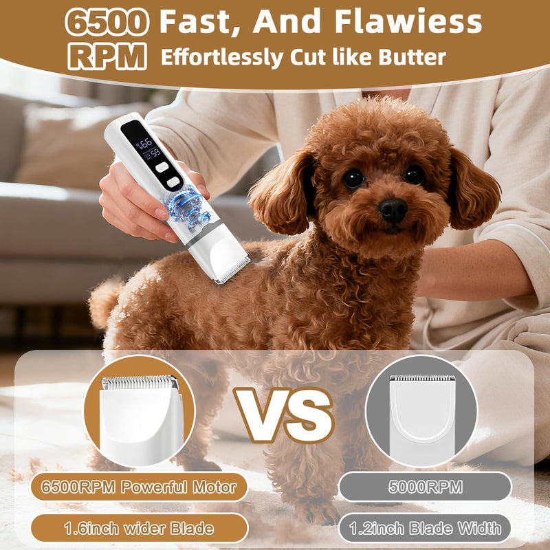 ETACCU 4 in 1 Dog Clippers Grooming Kit with LED Display, Cordless Dog Quiet Hair Trimmer for Paw Nail Grinder, Rechargeable 2-Speed Cat Clippers Face Shaver for Paw Nail Body Ear