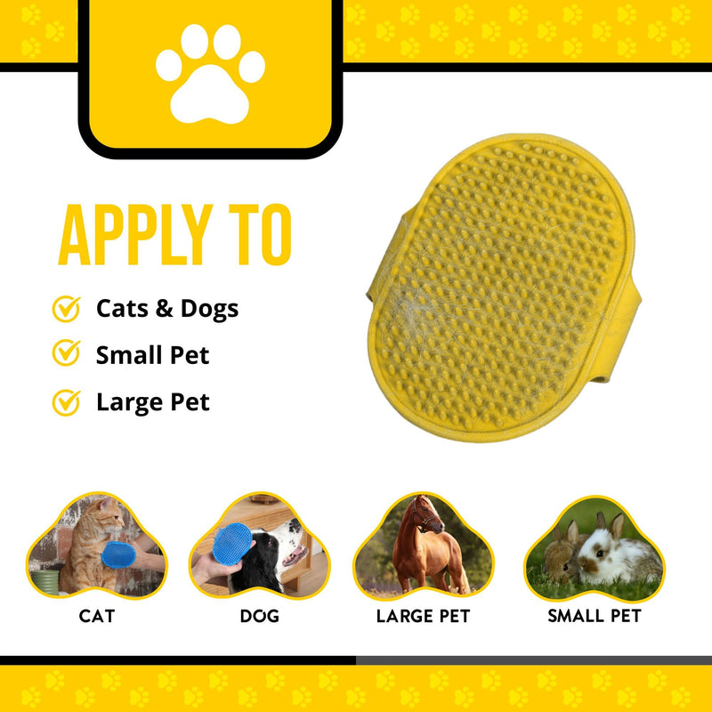Silicone Dog Bath Brush – Soft Pet Scrubber for Bathing & Grooming – Shampoo Brush for Dogs, Cats & Puppies – Adjustable Strap – Choose from 5 Colors (Yellow) Yellow - PawsPlanet Australia