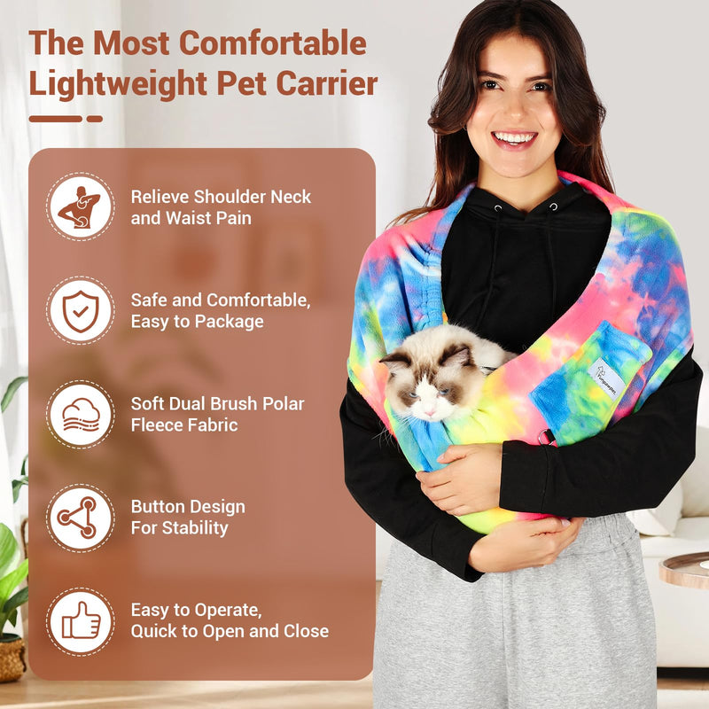 Hands-Free Cat Sling Carrier, Ultra-Soft Polar Fleece Pet Sling for Small Dogs & Cats 3-14 lbs, Machine Washable for Indoor Snuggling & Outdoor Use (Large, Fruits) Large - PawsPlanet Australia
