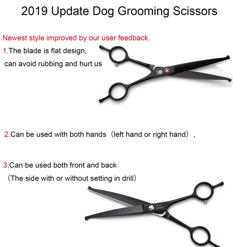 Dream Reach 7.0 Inches Professional Pet Cat Dog Grooming Shears Scissors, Straight, Curved, Thinning/Blending/Chunking Scissors Kit (Upwrap Cutting) Upwrap Cutting - PawsPlanet Australia