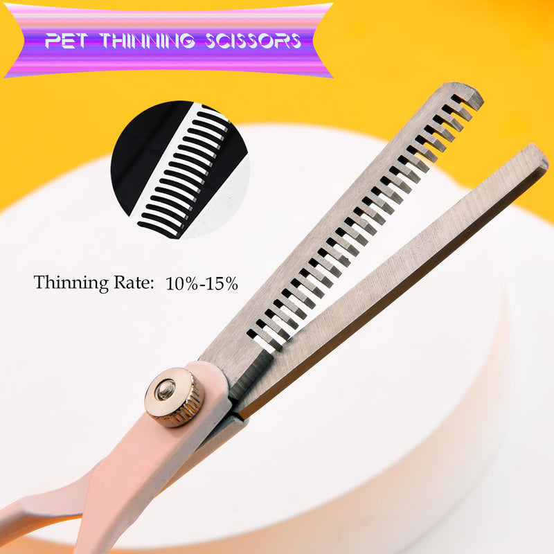 Dog Grooming Scissors Kit, Fcysy Professional Dog Trimming Scissors Set, Hair Cutting Scissors for Pet Dog Cat Grooming at Home, Curved Dog Scissors Pet Thinning Shears, Pet Grooming Supplies Pink 5 Pcs - PawsPlanet Australia