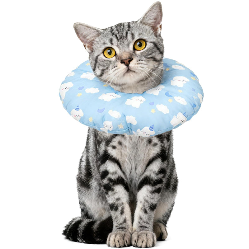 Cat Cone Collar Soft, Cute Soft Cone for Cats After Surgery, Lightweight Cat Donut Collar, Adjustable Kitten Recovery Cones to Stop Licking,Elizabethan Collar for Kittens(Blue, XS) Blue