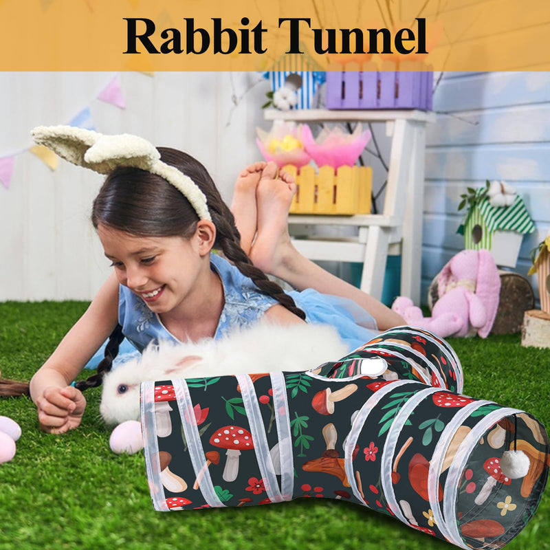 Rabbit Toys, Bunny Tunnels and Tubes with Chew Toys for Grinding Teeth Bamboo Carrot Loofah and Grass Ball for Rabbit Guinea Pig Chinchilla Ferret Rat Invisible Green