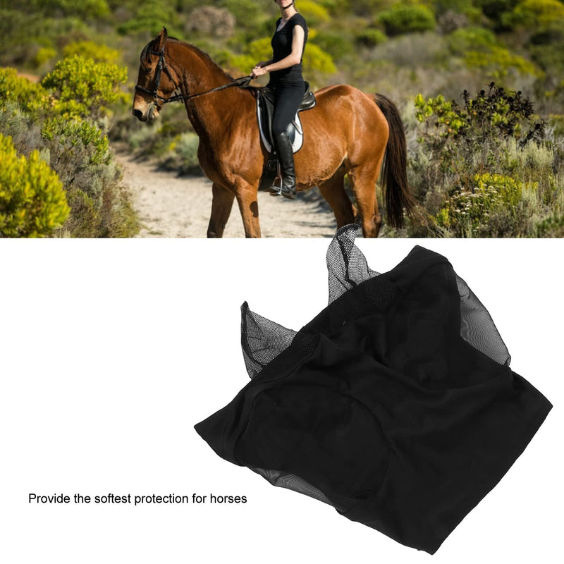 Horse Fly Mask with Ears Protection Professional Sun Comfortable and Breathable Design for Barn Horses Black 44x36cm