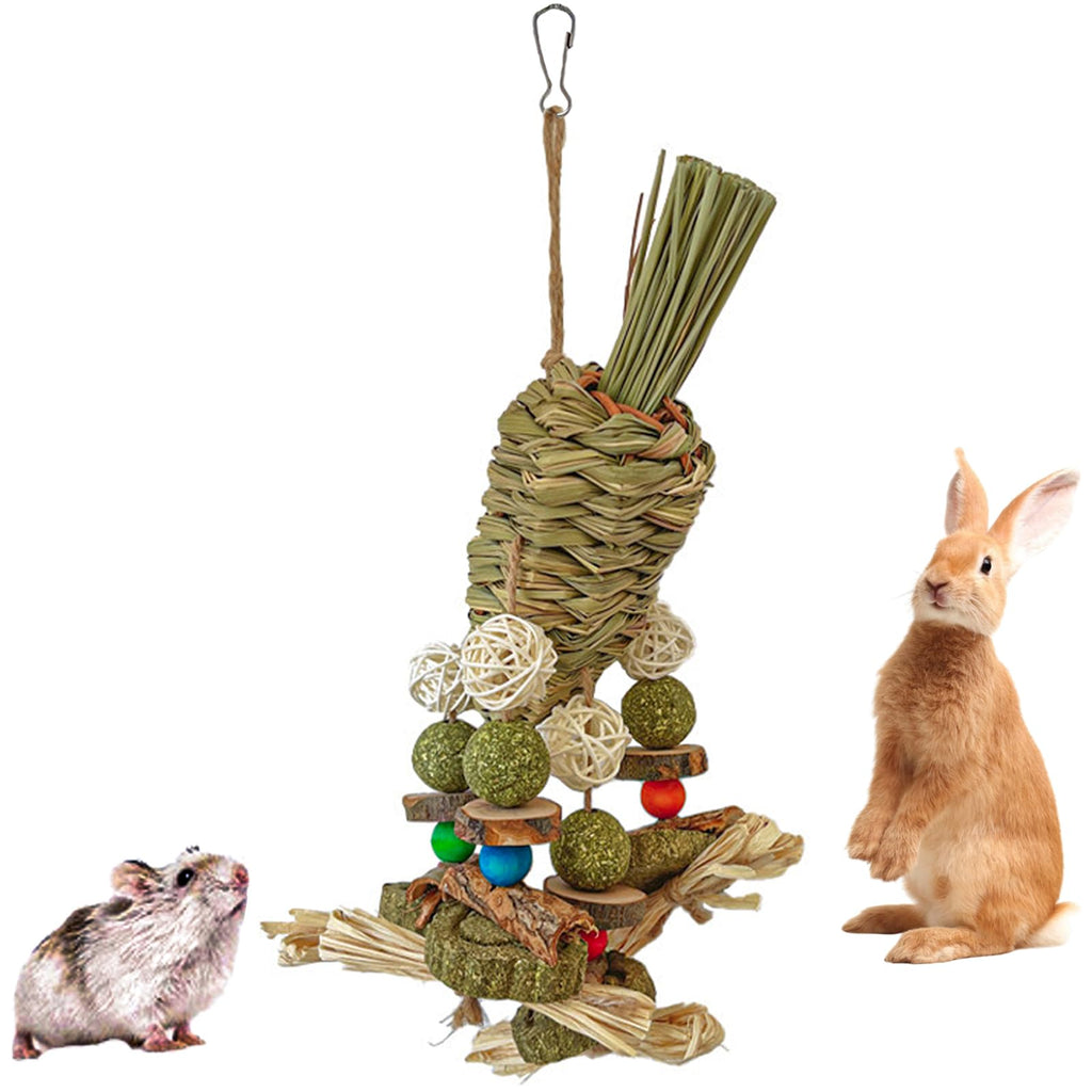 Rabbit Toy, Bunny Cage Hanging Chew Toy & Treats for Guinea Pigs Chinchillas Hamsters Rats and Other Small Pets Teeth Grinding