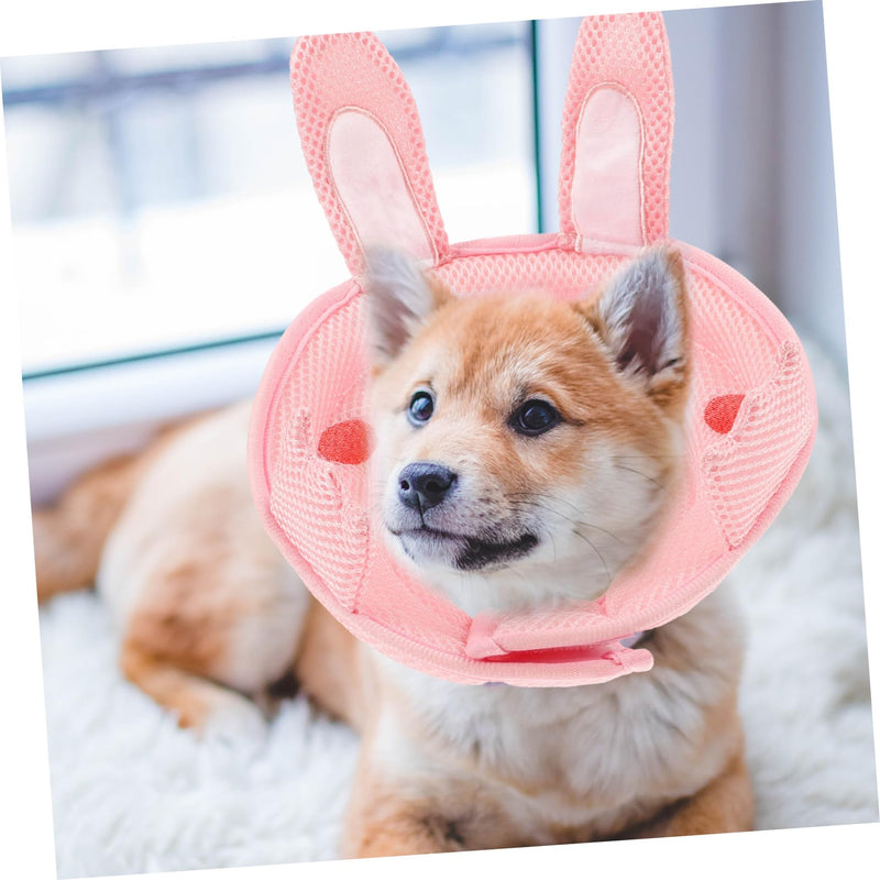 DOITOOL Breathable Pink Cat Collar with Bunny Ears Made of Polyester Prevents Scratching and Provides Comfortable Recovery After Surgery