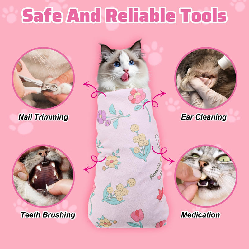 13.78 Cat Grooming Wrap Self-Adhesive Cat Wrap for Cutting Nails Cat Burrito Wrap to Anti-Runaway Scratch Bitten Cat Swaddle Wrap Blankets for Indoor Cats Rabbit Style - PawsPlanet Australia