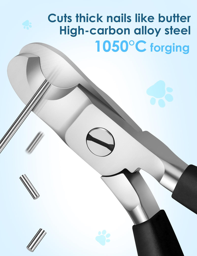 Heavy Duty Dog Nail Clippers -【Cuts Thick Nails Like Butter】【Upgraded Large Opening】 Professional Toenail Trimmer Razor Sharp Blade for Medium to Giant Breed (Black) Black - PawsPlanet Australia