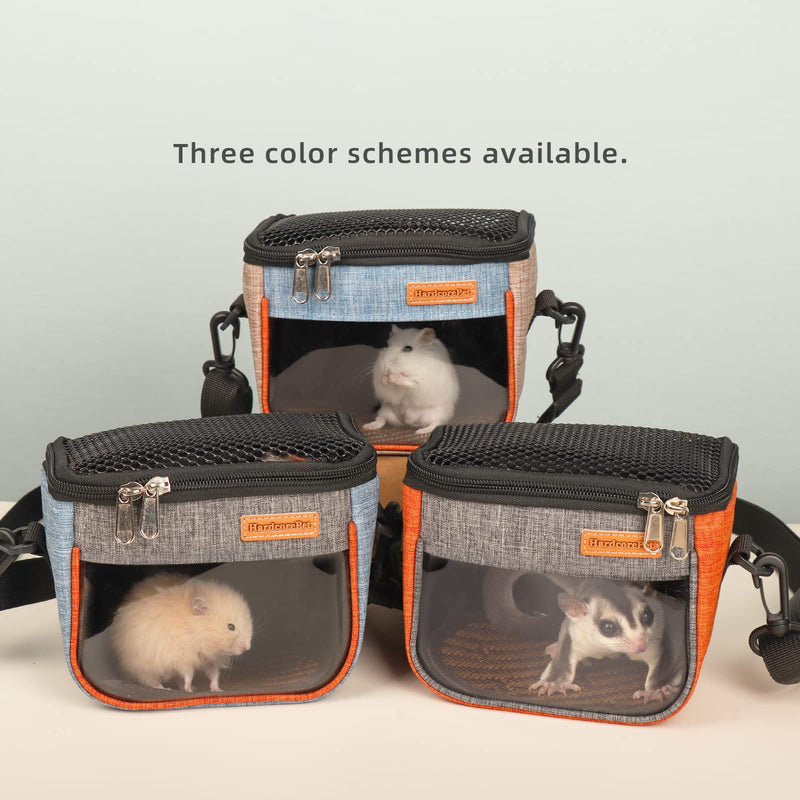 Small Pet Carrier Bag, Breathable & Portable – Small Animal Travel Bag with Detachable Strap Zipper for Sugar Glider, Hamster, Rat，Gerbils (Orange) orange - PawsPlanet Australia