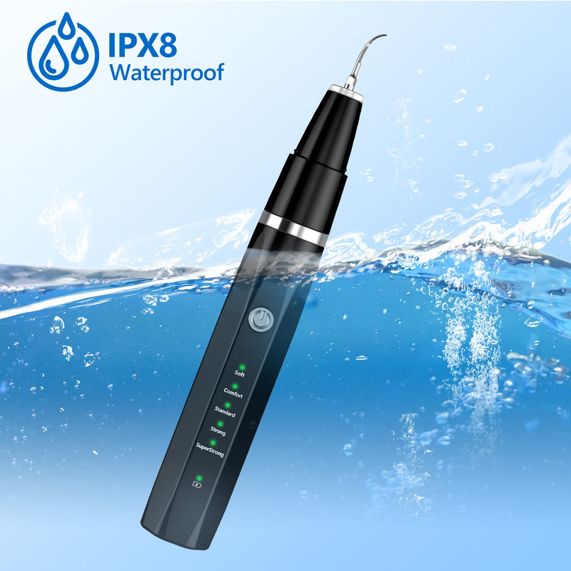 Plaque Remover for Teeth - Pet Ultrasonic Cleaner - Teeth Cleaning Kit for Tartar and Stains - Suitable for Dogs and Cats (Black) Black