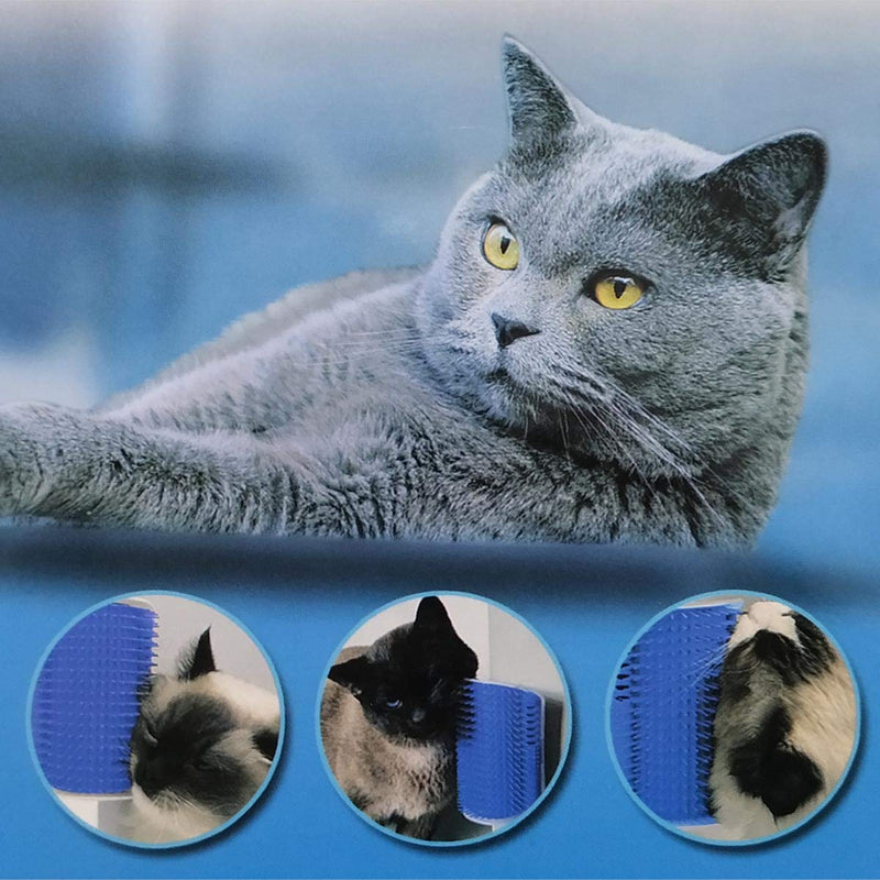 2 Pack Self Grooming Wall Brush for Cats and Dogs - Cat Groomer with Catnip, Massage Comb Tool for Long & Short Fur Pets (Blue) Blue