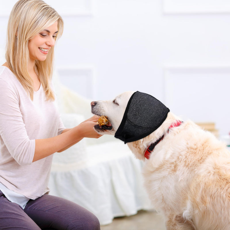 1PC Black Dog Ear Protector,Pet Ear Cover for Grooming,Bathing, Noise Reduction & Outdoor Activities,Soft Breathable Fabric,Adjustable Strap for Comfort Fit,M