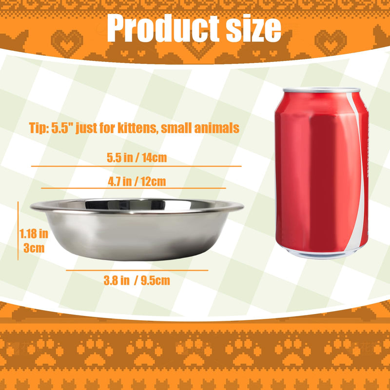 4 Pcs Stainless Steel Cat Bowls,5.5 Inches Metal Cat Bowl, Cat Food Bowls for Indoor Cats, Whisker Fatigue Cat Bowl, Shallow Cat Food Dish, Kitten Food Bowl, Elevated Food Bowls for Cats 5.5 inches - PawsPlanet Australia