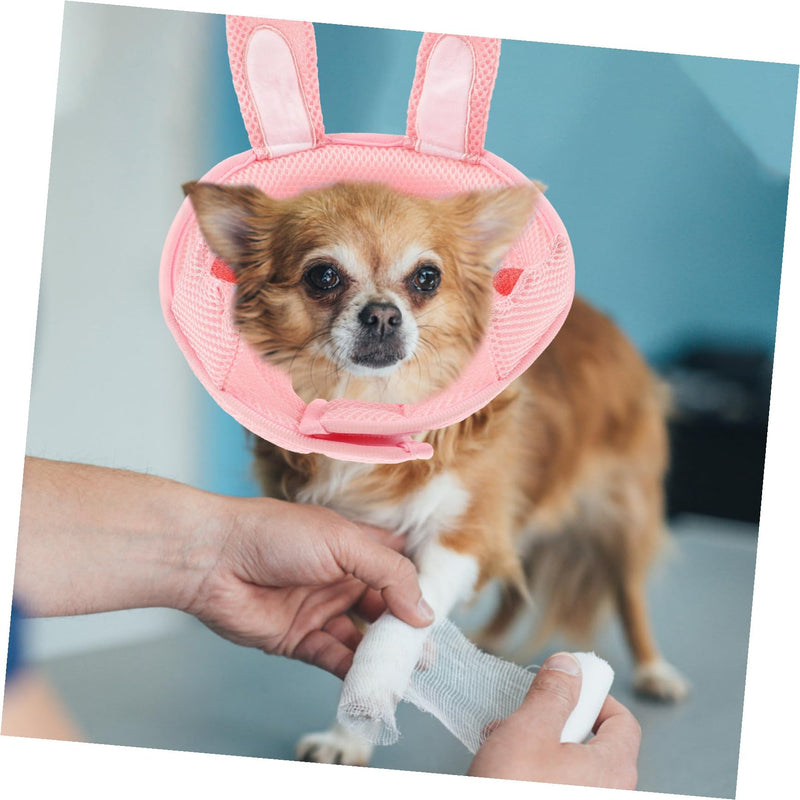 Breathable bunny ear protective collar made of polyester for cats to aid wound healing. Adjustable cone collar for cats. Prevents licking and biting during the recovery phase.