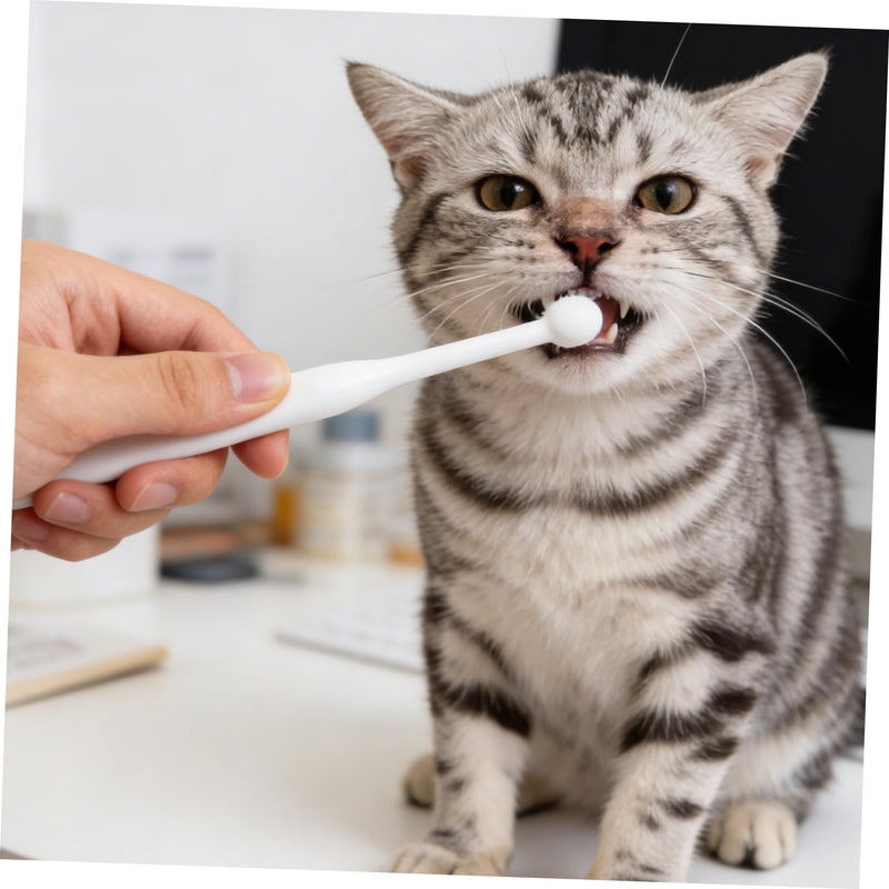 Gatuida Soft Toothbrush with Soft Bristles for Dogs and Cats, Small Round Head for Massaging Gums, Made of Plastic and PBT for Oral Dental Care