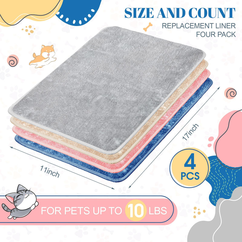 4 Pcs Pet Carrier Pad Travel Pet Reversible Dog Mat Replacement Liners for Travel Dog Bed Pad Washable Plush Cashmere Double Sided Bed Mat for Cat Kennel Crate (Colorful,17 x 11 Inch) 17 x 11 Inch Colorful - PawsPlanet Australia