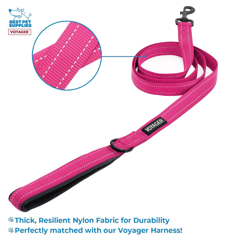 Voyager Step-in Lock Adjustable Cat Harness w. Cat Leash Combo Set with Neoprene Handle 5ft - Supports Small, Medium and Large Breed Cats by Best Pet Supplies - Fuchsia, XXS Harness Leash Set (Fuchsia) XXS (Chest: 11.5 - 14" * Fit Cats) - PawsPlanet Australia