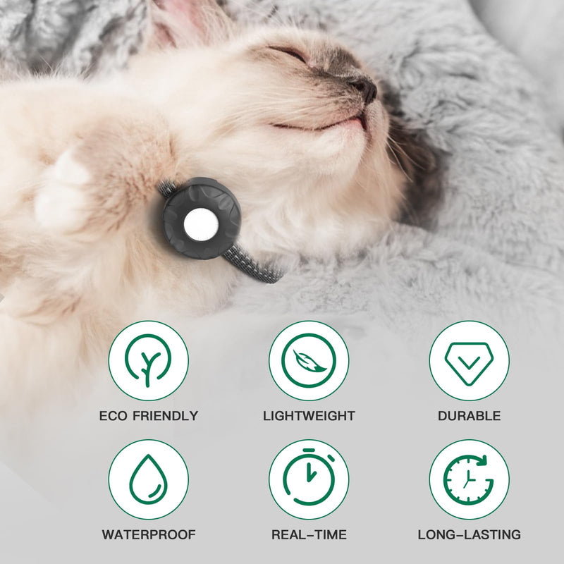 Cat Tracker Collar, No Monthly Fee Pet Tracker for Cats (iOS Only), Pet Dog Location Tracker with Safety Elastic Buckle, Air Tracker Tag Included, Only Support Apple Find My App - PawsPlanet Australia