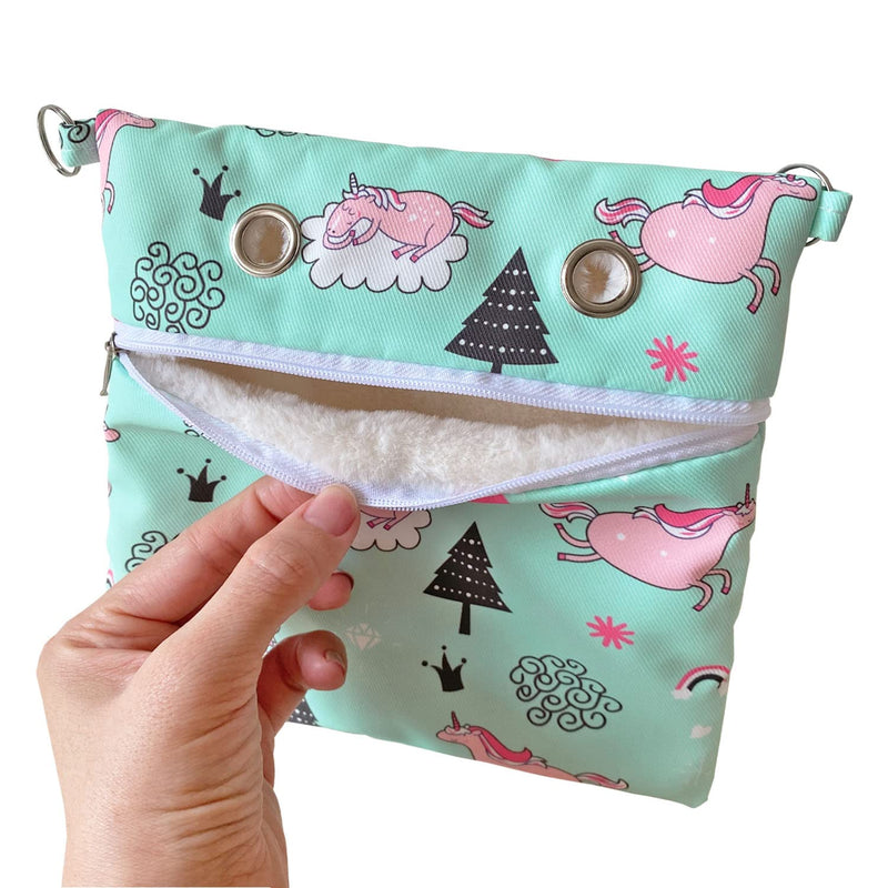 Handmade Faux Rabbit Fur Sugar Glider Bonding Carry Pouch Portable Small Animal Carrier Bag Small Animal Bonding Crossbody Strap for Hamster Rat Gerbil Other Small Pet Sleeping Bag with Vent (Green) Green