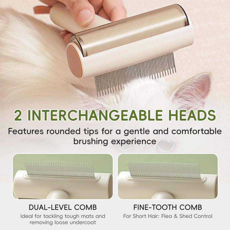 3-in-1 Pet Grooming Brush for Dogs & Cats | Deshedding Comb, Dematting Tool & Lint Remover | Long & Short Teeth + Fine Tooth Comb | For Long & Short Coats (Green) Green - PawsPlanet Australia