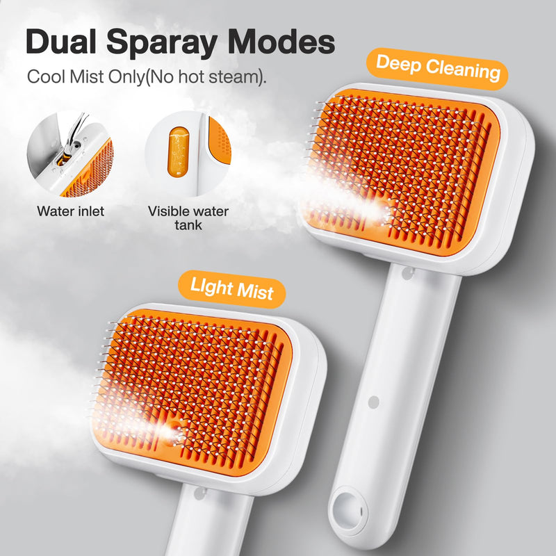 Dog Brush for Shedding & Cat Brush for Indoor Cats: 3-in-1 Cool Mist & Spray Groomer for Detangling, Deshedding & Bath - Anti-Static, Self-Cleaning for Long/Short Haired Pets - PawsPlanet Australia