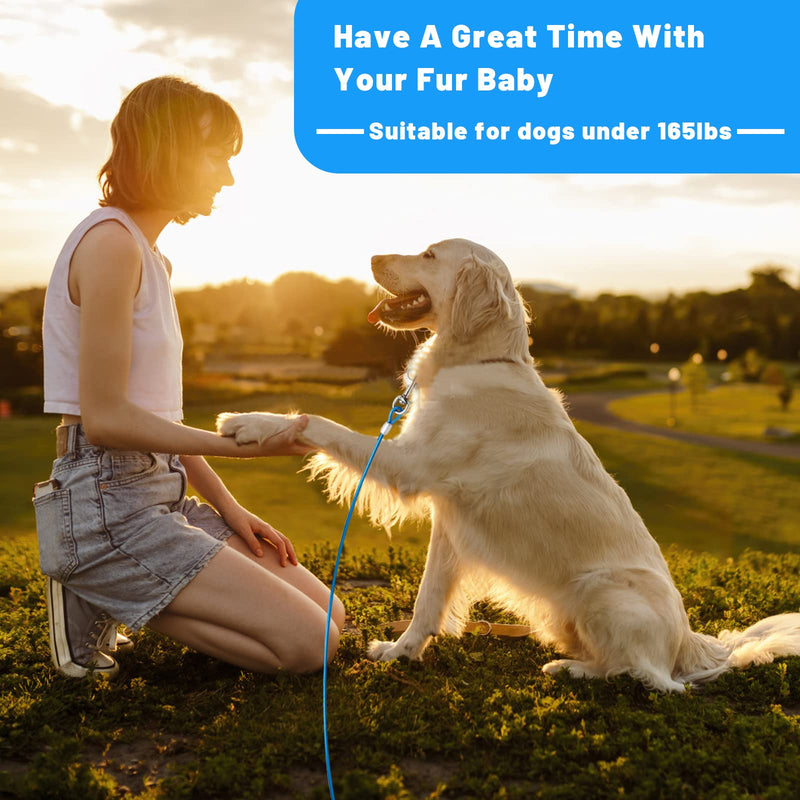 Dog Tie Out Cable 10/15/20/25/30 FT Runner for Yard Steel Wire Cable with Durable Superior Clips Blue Chains for Outside Dog Lead for Large Up to 165 Lbs 25FT - PawsPlanet Australia