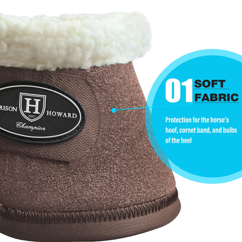 Harrison Howard Essential Bell Boots Shock Absorption with Fleece Trim Non-Rotating Reinforcement Full (Large) coffee