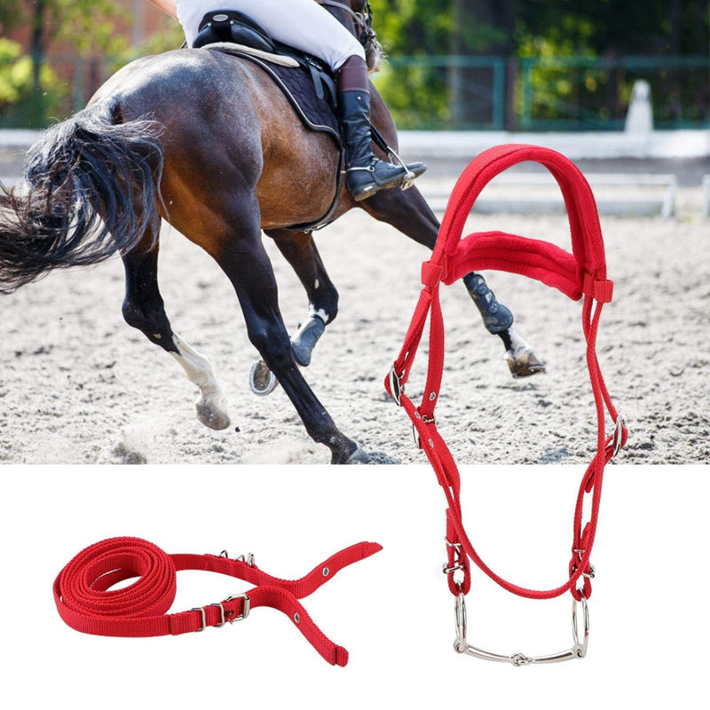 Zerodis Adjustable Horse Bridle with Rein Red Harness Headstall with Soft Cushion - PawsPlanet Australia