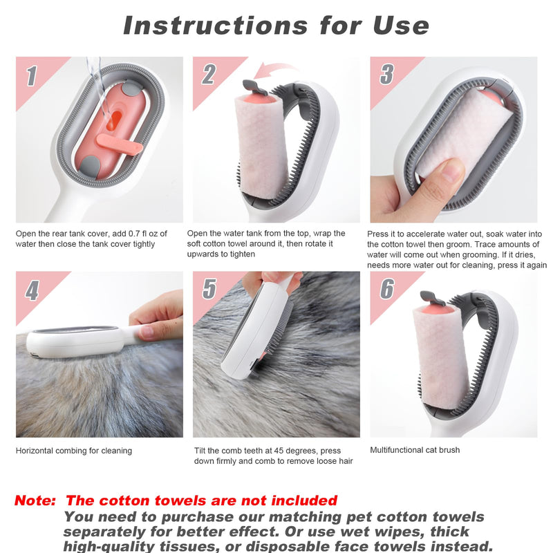 Water Brush for Cats Dogs, 4 in 1 Pet Grooming Brush, Cat Bath Brush, 2 in 1 Cleaning Brush Cat, Wet Cat Comb, Pet Hair Removal Comb with Water Tank, Sticky Brush 2.0 for Cats (Towels Not Included) Blue - PawsPlanet Australia