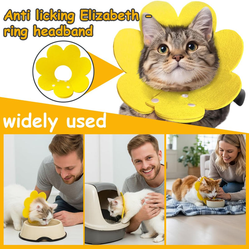 Soft Felt Protective Collar for Cats and Small Dogs, Adjustable Collar for Dogs and Cats After Surgery for Wound Healing and Leak Protection (M)