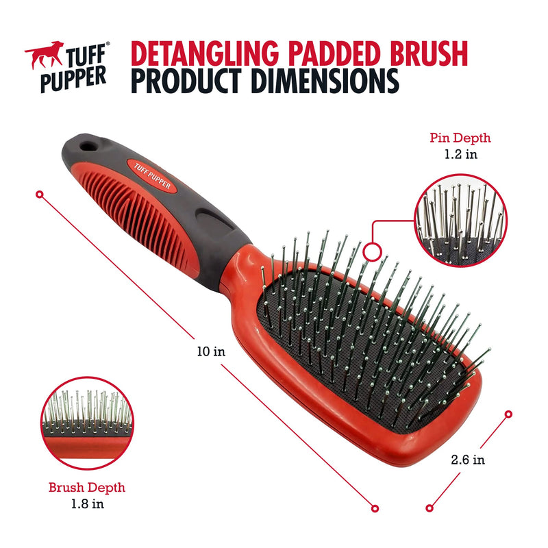 Tuff Pupper Stainless Steel Pin Brush for Long or Short Hair Pets - Detangling & Dematting Undercoat Brush for Dogs, Cats, and All Pets - PawsPlanet Australia