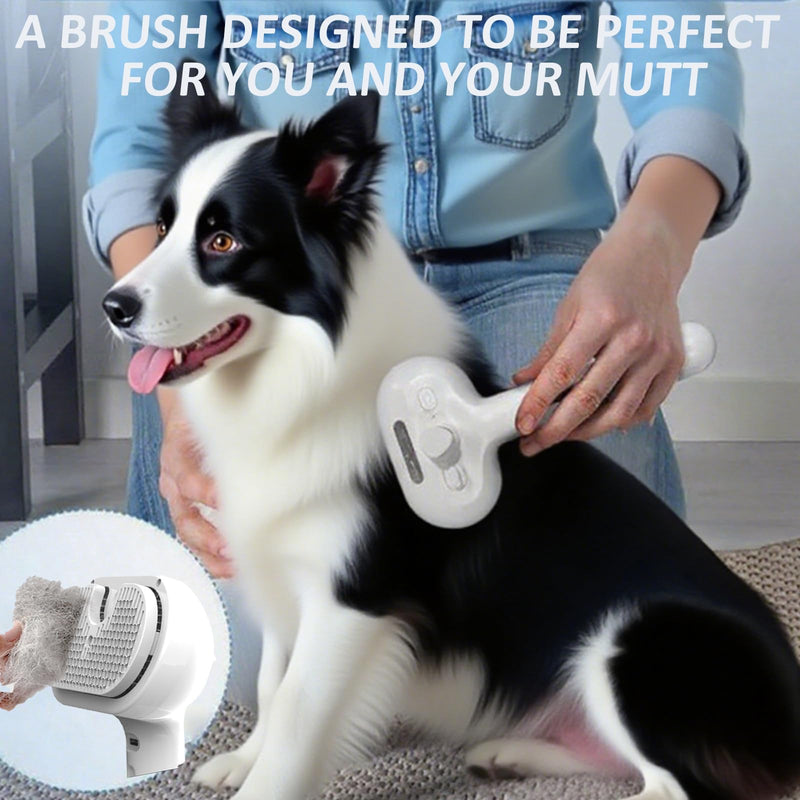 Fresh Fur Shower Brush, 3-in-1 Self-Cleaning Steamy Pet Brush for Dogs & Cats – Grooming Tool for Long & Short Hair, Removes Loose Hair and Reduces Shedding (White) White - PawsPlanet Australia