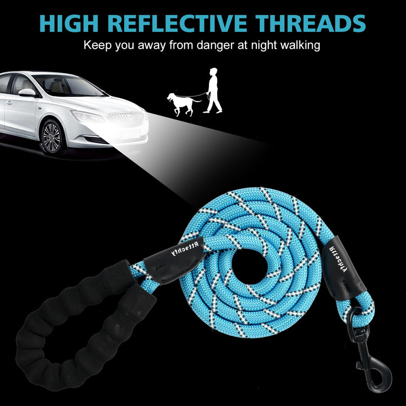 Dog Leash Heavy Duty - 2/4/5/6/8/10 Foot Rope Leash with Comfortable Padded Handle and Reflective - Puppy Training Leash for Small Medium Large Breed Dogs - (1/2" x5 FT, Blue) L (1/2'' x 5 FT) - PawsPlanet Australia