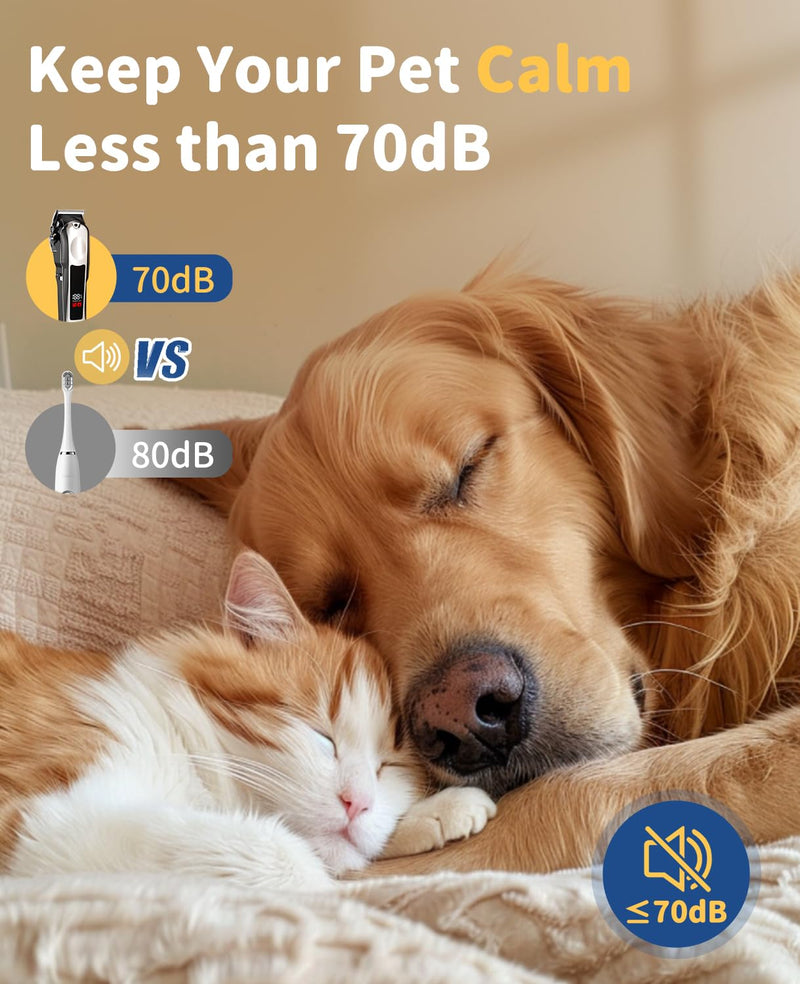 Professional Dog Clippers for Thick Coats, Low Noise Grooming Clipper Pet Clippers for Dogs, Cordless Dog Timmers with 10 Guide Combs for Pets, Cat, Dogs Shears 7200 rpm