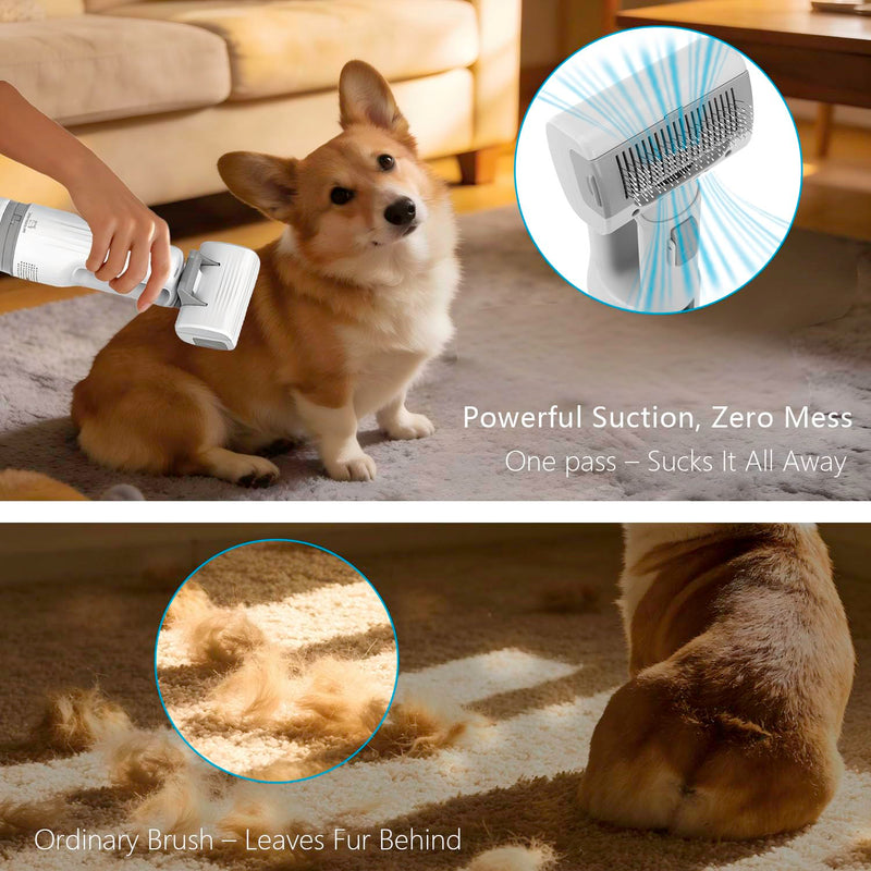 Deshedding Brush with Vacuum Suction, 5-in-1 Pet Hair Removal Tool for Dogs Cats, Cordless Undercoat Rake Removes Loose Hair, 9Kpa Pet Vacuum Cleaner for Furniture Carpet, Washable new box - PawsPlanet Australia