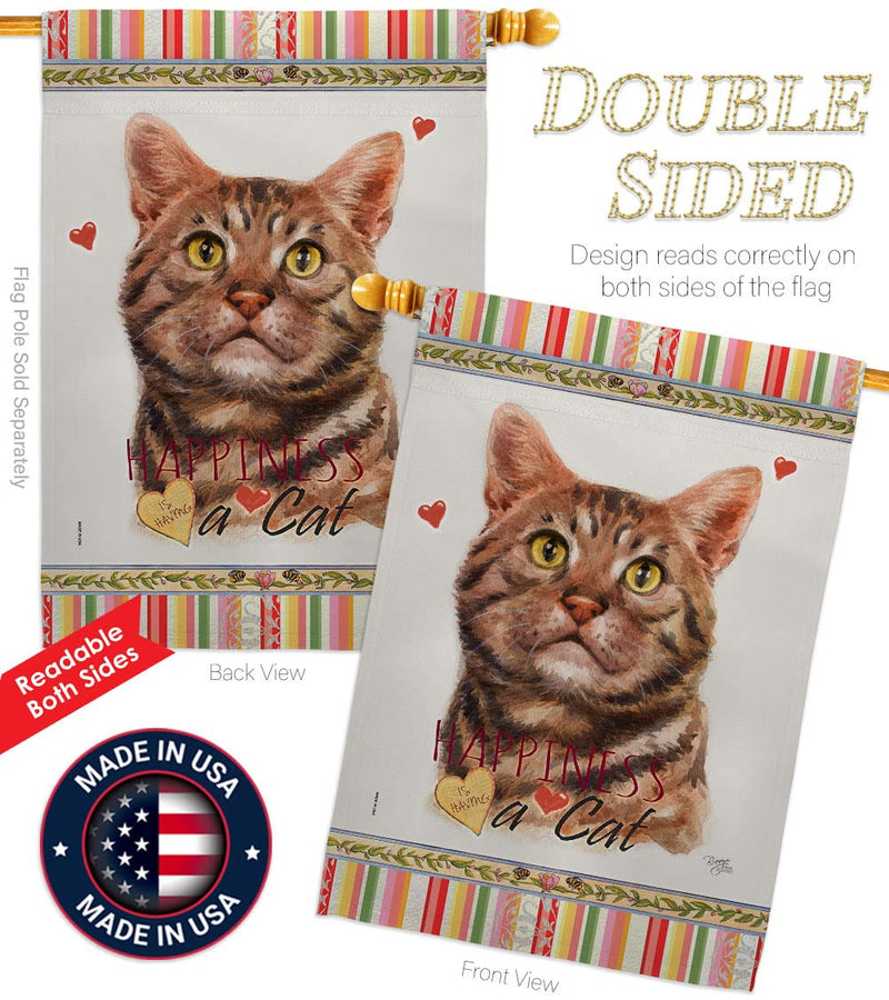 Breeze Decor American Short Hair Happiness House Flag Pack Cat Kitten Meow Spoiled Paw Fur Pet Nature Farm Animal Creature Applique Banner Small Garden Yard Gift Double-Sided, Made in USA - PawsPlanet Australia