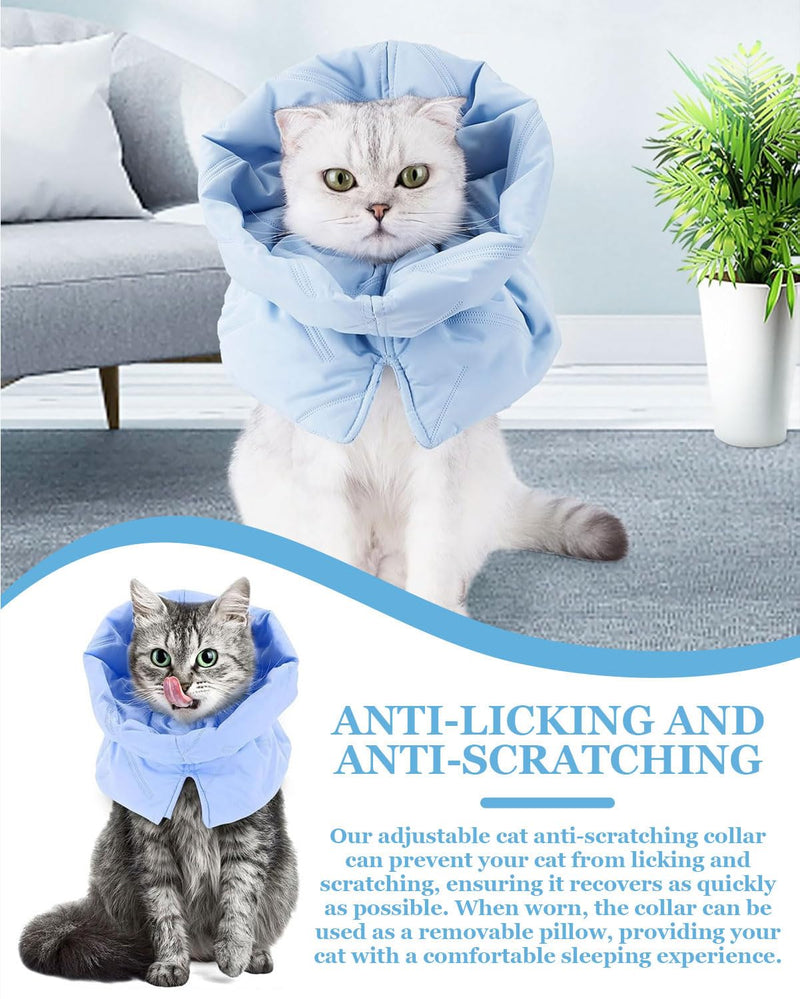 Adjustable cat collar, anti-lick cat collar, anti-lick protective collar after surgery, suitable for protecting the neck of cats and dogs after surgery, M (blue)