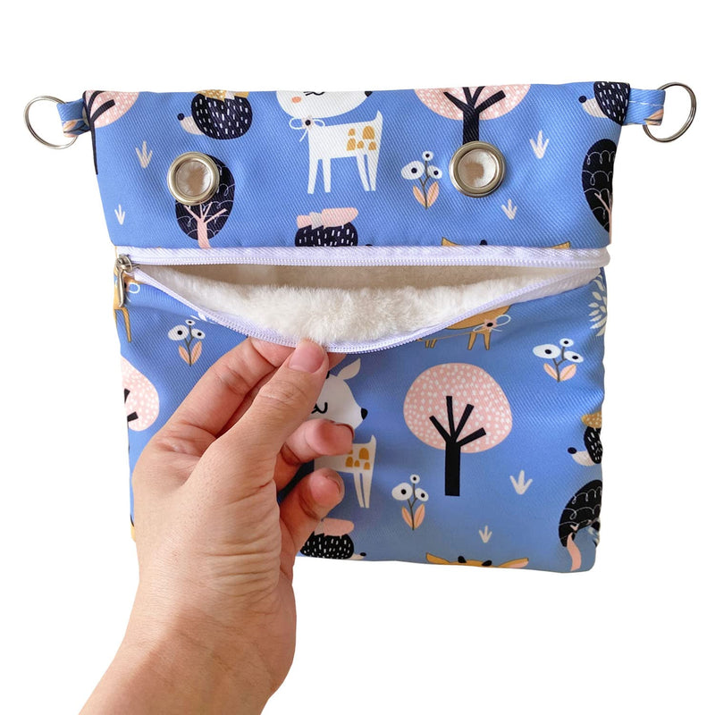 Faux Rabbit Fur Sugar Glider Bonding Carry Pouch Portable Small Animal Carrier Bag Small Animal Bonding Crossbody Strap for Hamster Rat Gerbil with Vent (Blue) Blue - PawsPlanet Australia