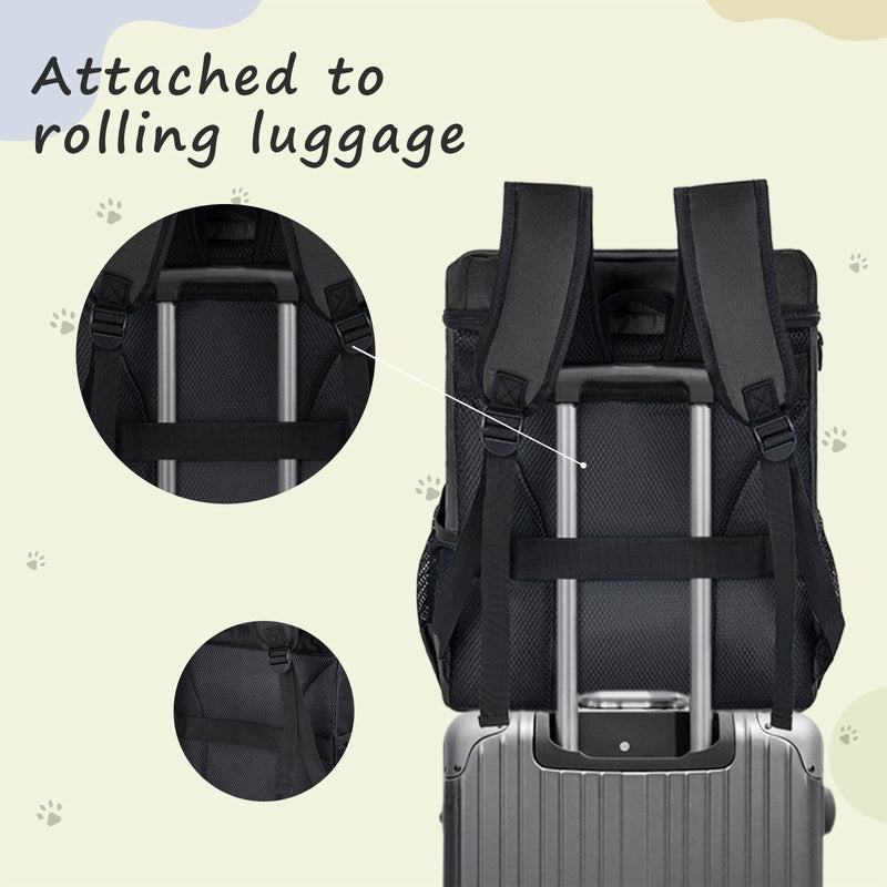 ANILD Dog Travel Backpack - Airline Approved Double-layer Pet Travel Backpack with 2 Food Storage Bag and 2 Foldable Silicone Bowls for Hiking & Camping Black - PawsPlanet Australia
