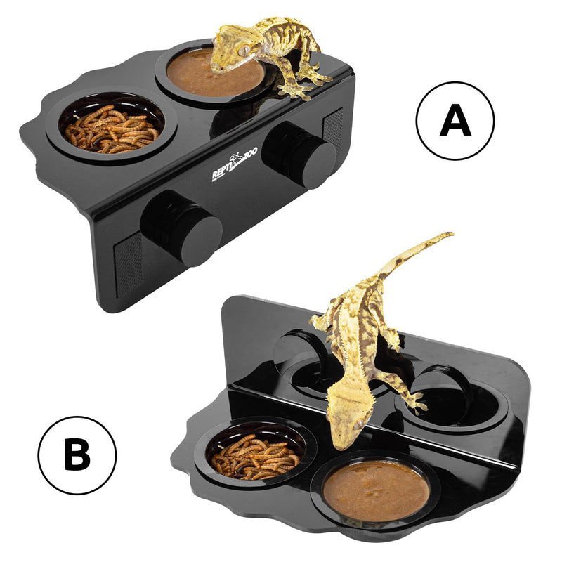REPTI ZOO Magnetic Gecko Feeding Ledge, Acrylic Aboreal Feeding Ledge with 6PCS Cups, Strong Magnetic Reptile Ledge Gecko Food Ledge - PawsPlanet Australia