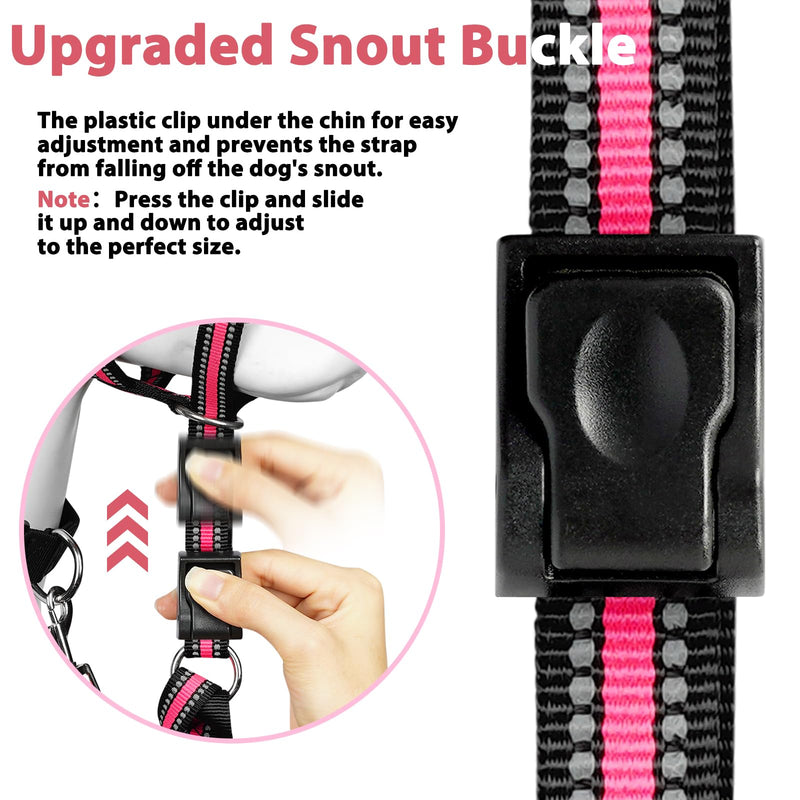 BARKLESS Soft Dog Head Collar, Patented Padded No Pull Head Halter, Training Nose Leash with Safety Link for Medium Large Dogs, Adjustable Muzzle Leash, Easy Control for Walking(Pink, L) Pink L (Snout 9.5"-14") - PawsPlanet Australia