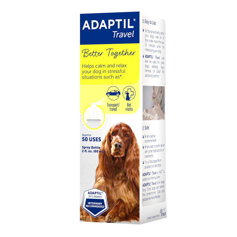 ADAPTIL Spray 60 mL – Calms & Comforts Dogs During Travel, Veterinary Visits and Stressful Events - The Original D.A.P. Dog Appeasing Pheromone Spray, 60ml - Packaging May Vary