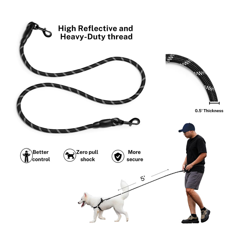 5ft Hands Free Dog Leash, Waist Dog Leash, Heavy Duty Belt Dog Leashes with Zipper Pouch, and Highly Reflective Threads for Walking, Jogging, and Running with Your Dog - PawsPlanet Australia